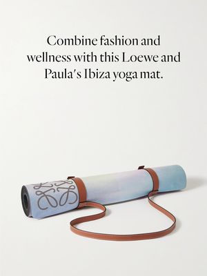 Paula's Ibiza Leather-Trimmed Printed Rubber Yoga Mat from Loewe
