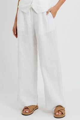 White Linen Pleated Trouser from No. Eleven