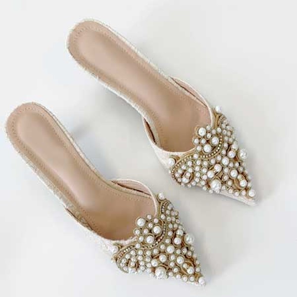 Valentina Pearl Embellished Kitten Heel from Vita Grace