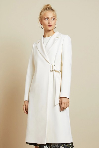 Long Belted Wrap Overcoat