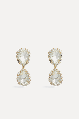 Gold Tone Crystal Clip Earrings from Rosantica