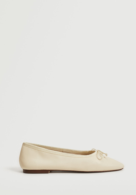 Bow Leather Ballerina from Mango