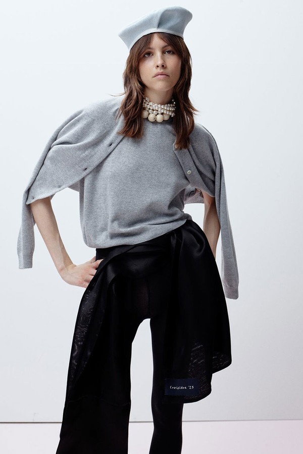 Pearl Cashmere Short Sleeved Crewneck