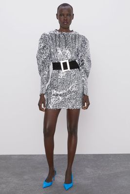 Sequinned Dress With Belt