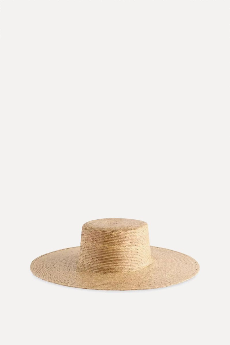 Palm Raffia Boater Sun Hat from BOUTIQUE BONITA