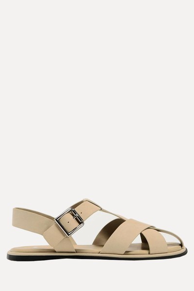 Flat Leather Cage Sandals from Zara