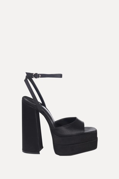 Black Satin Heavy Platform Heels from Lushious