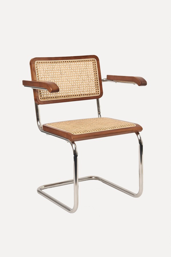 Chrome & Cane Dining Chair With Arms from Six The Residence