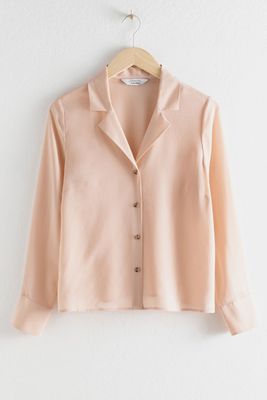 V-Cut Silk Button Up Blouse from Other Stories