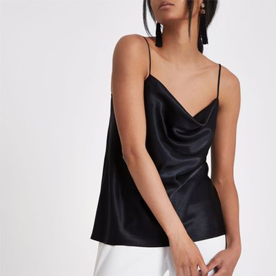 Black Cowl Neck Cami Top