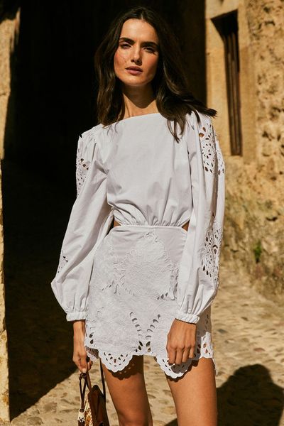 Lunar Relics Cutout Broderie Anglaise Cotton-Poplin Mini Dress from Johanna Ortiz