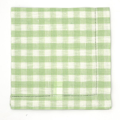 Set Of 4 Gingham Linen Napkins