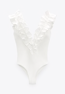 White Ruffle Swimsuit from Zara