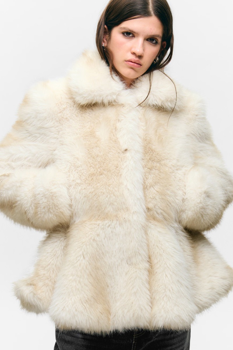 Faux Fur Peplum Jacket from Monki