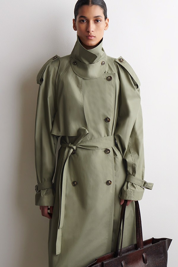 Funnel-Neck Cotton Trench Coat from COS 