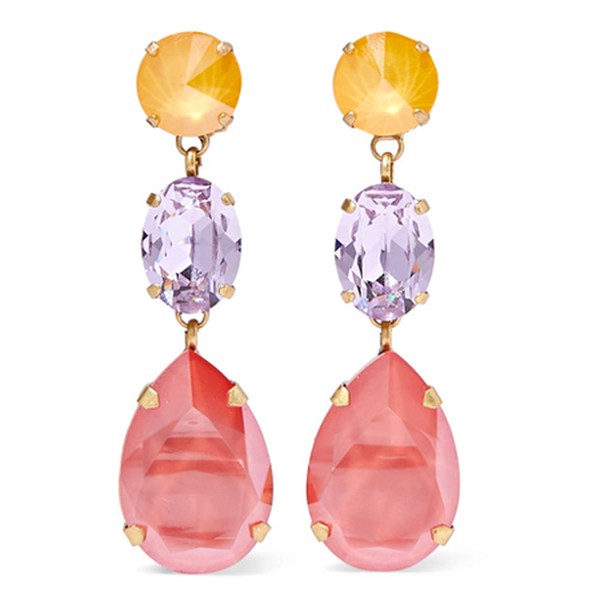 Gold-Tone Swarovski Crystal Clip Earrings from Roxanne Assoulin