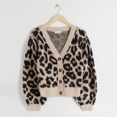 Leopard Puff Sleeve Wool Blend Cardigan, £85 | & Other Stories
