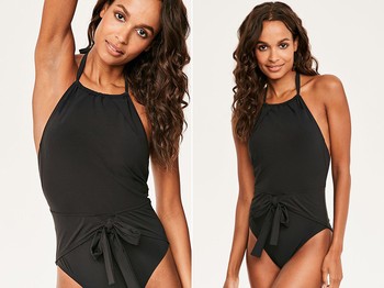 Icon Farah High Neck Shaping Black Swimsuit from Figleaves