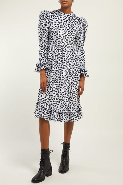 Dalmation-Print Textured Velvet Dress from Batsheva