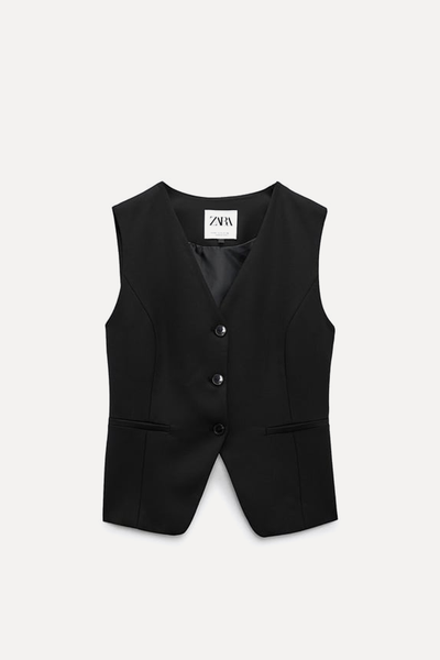 Waistcoat With Contrast Back from Zara