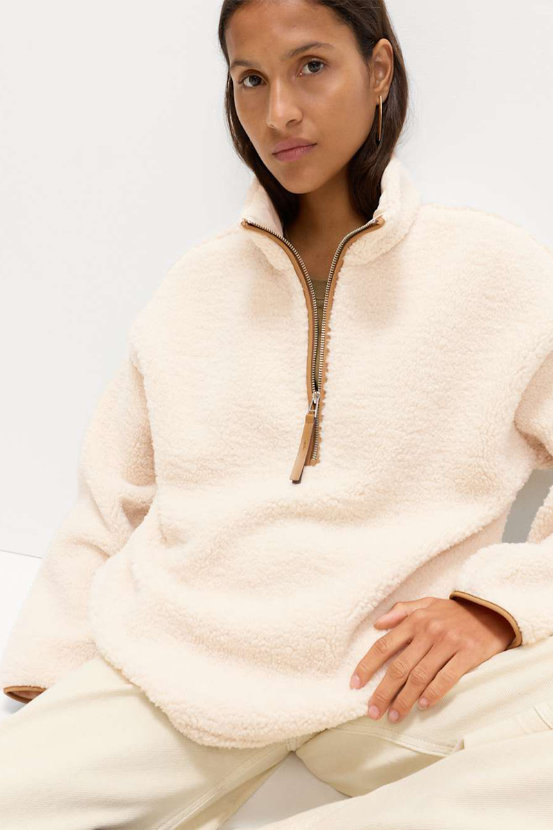 Borg Funnel Neck Half Zip Sweatshirt from Marks & SPencer