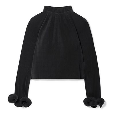 Cropped Plisse Crepe Top from Tibi