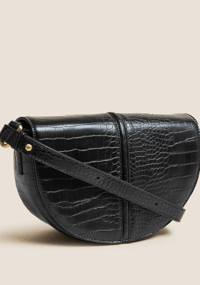 Faux Leather Croc Effect Cross Body Bag