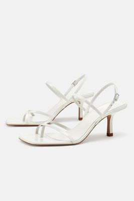 Mid-Heel Strappy Leather Sandals from Zara