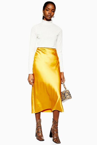 Satin Bias Midi Skirt