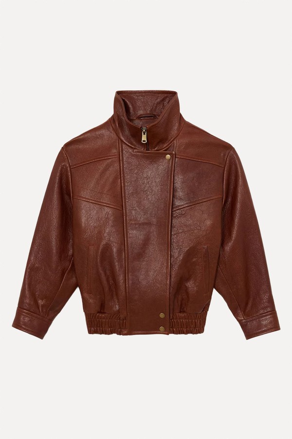 Textured Leather Oversized Jacket 