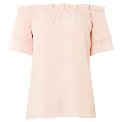 Light Pink Frill Bardot Top