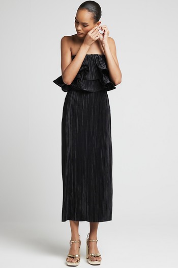 Plisse Frill Bandeau Midi Dress from River Island