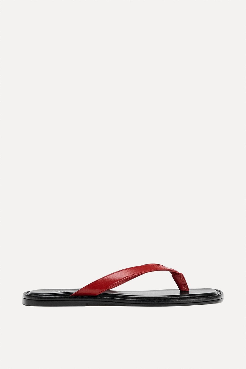 Contrast Leather Sandals from Zara