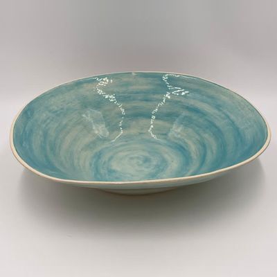 Large Salad Bowl In Beach Sand Turquoise from Wonki Ware