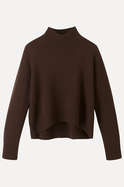 Merino Cashmere High Neck Curved Hem Jumper from ME + EM