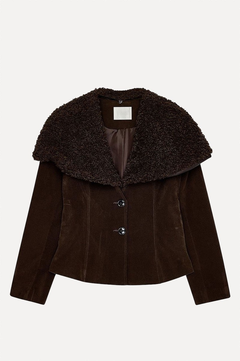 Shearling Collar Faux Suede Jacket from Na-kd