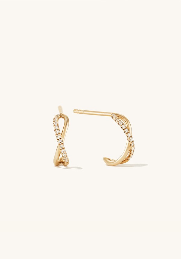 Pavé Diamond X Hoop Earrings
