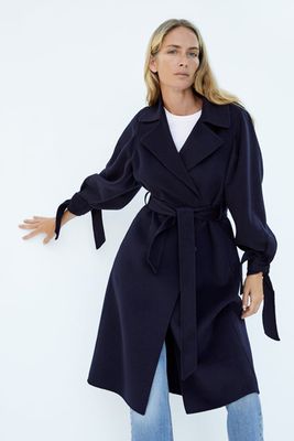 Coat With Tied Sleeves from Zara