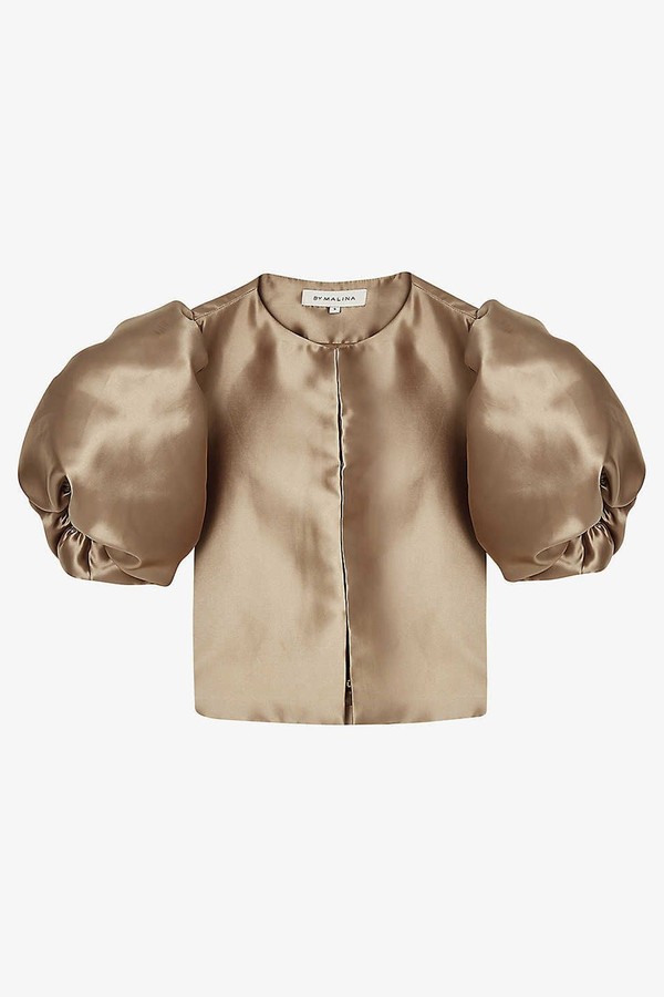 Cleo Balloon Sleeve Satin Blouse from By Malina