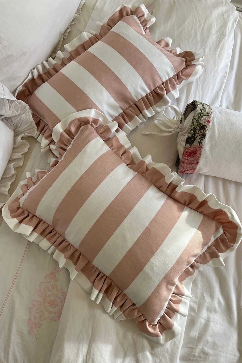 Stripe Frilly Cushion from Petit Panier