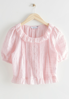 Buttoned Ruffle Lace Blouse