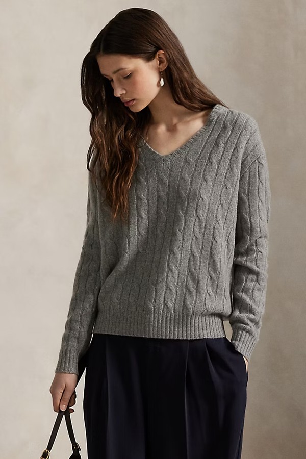 Relaxed Fit Cable Cashmere Jumper