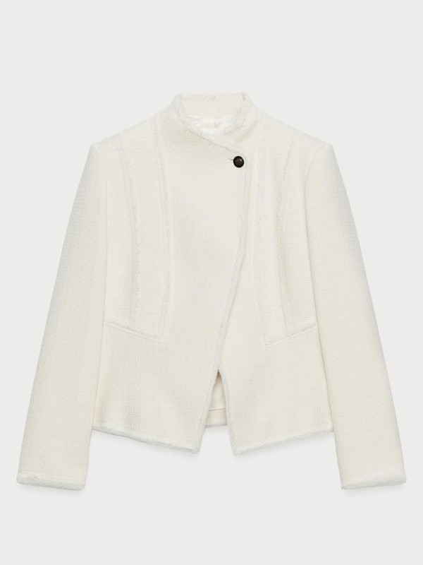  Frayed Peplum Blazer