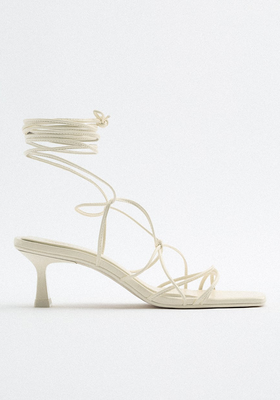 Lace Up Leather Heeled Sandals from Zara