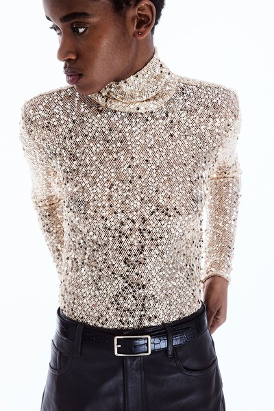 Sequined Turtleneck Top from H&M