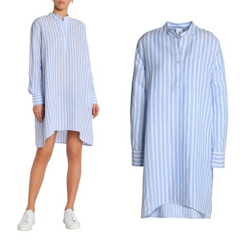 Striped Linen & Cotton Blend Mini Shirt Dress from Iris & Ink