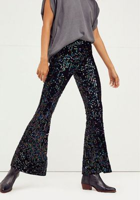Sequin Slim Pull On Flare Pants from Free People