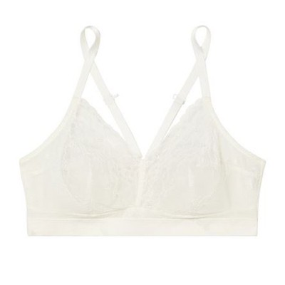 Spotlight Lace-Paneled Stretch-Mesh Soft-Cup Bra (White) from SPANX