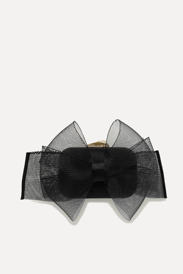 Micro Cloud Bow-Embellished Satin Clutch from Jimmy Choo