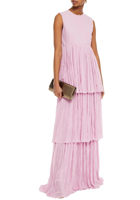 Tiered Pleated Silk-Georgette Gown from Gucci